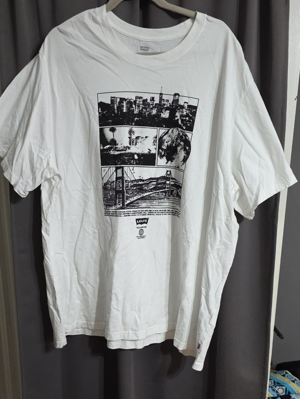 Levi's Relaxed Men's T-Shirt White W/Black Graphics San Francisco  Sz 3XL EUC